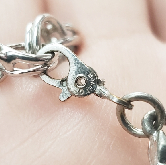 Monet Double Link Crab Charm Bracelet Silvertone - Picture 8 of 10